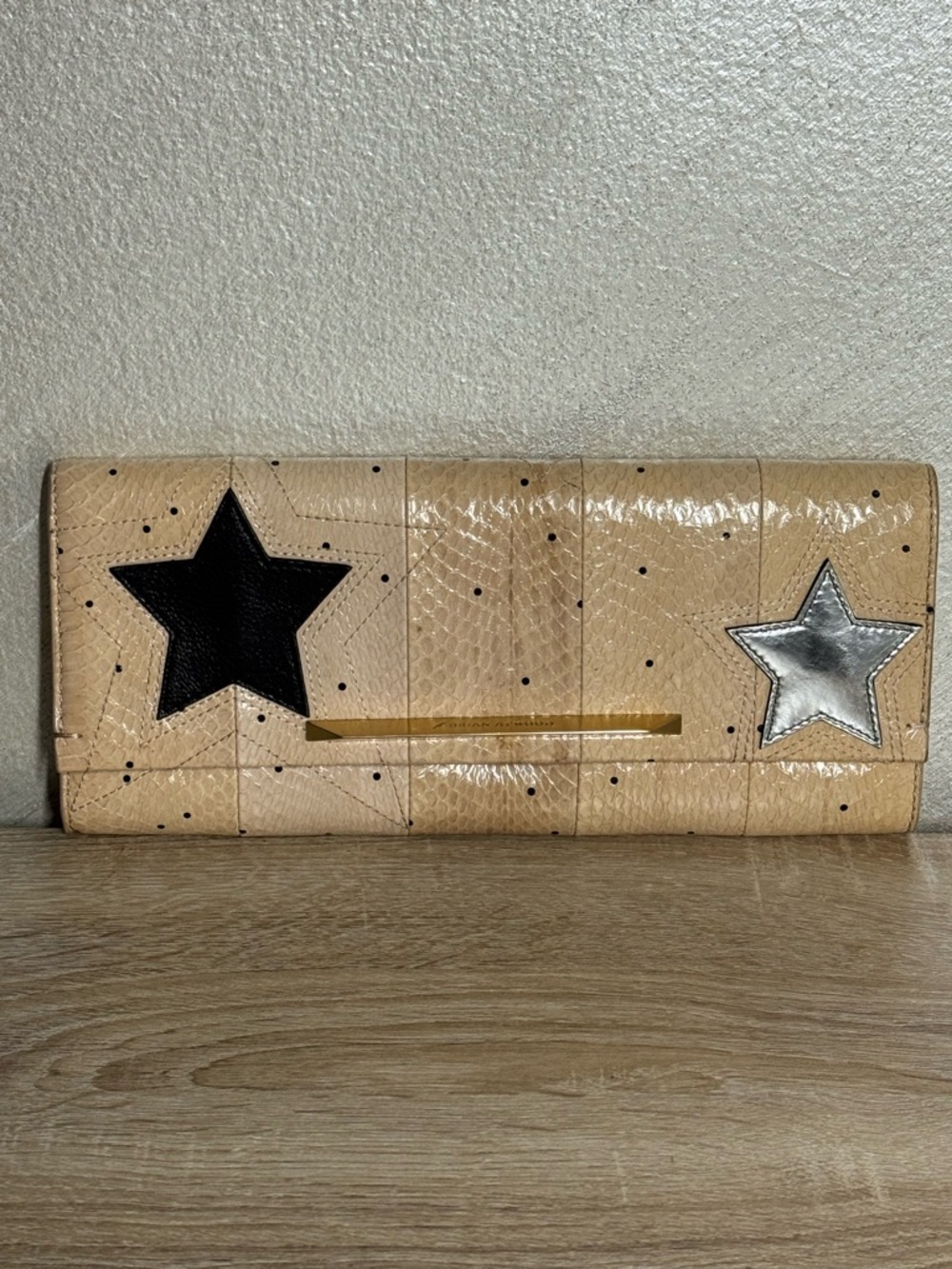 Brian Atwood Beige Snake Leather Print  Clutch - Picture 14 of 14